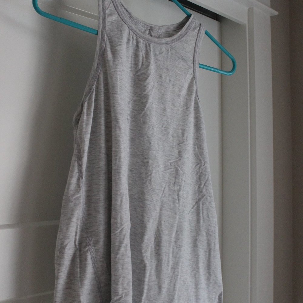 Lululemon Back Tie Tank Crew Neck White Heather